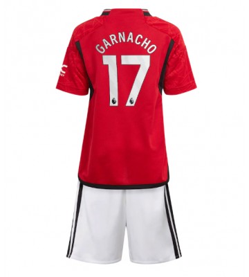 Manchester United Alejandro Garnacho #17 Hjemmebanesæt Børn 2023-24 Kort ærmer (+ korte bukser)